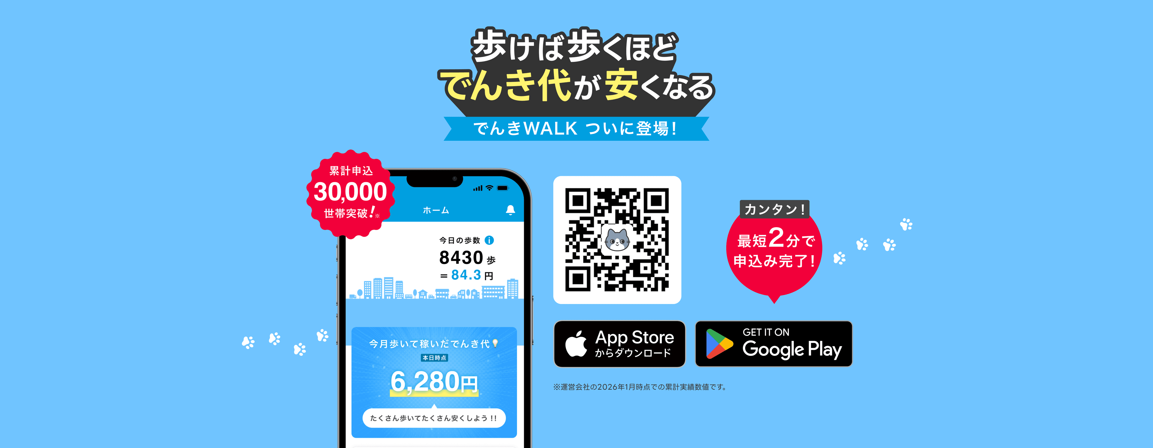 歩けば歩くほどでんき代が安くなる！でんきWALK登場！