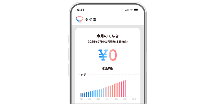 タダ電アプリ画面